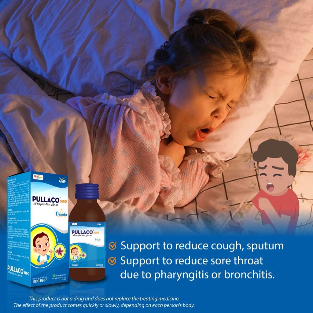 PULLACO syrup – Support to reduce cough, sputum, and sore throat due to pharyngitis or bronchitis.